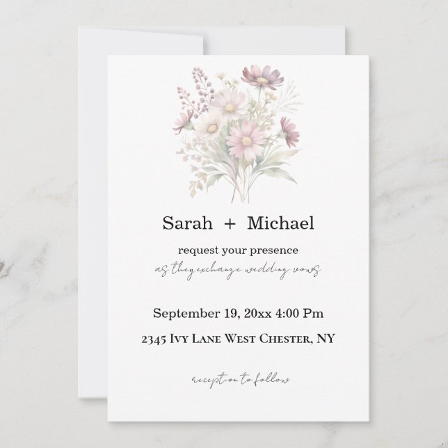 Invitación Soft Blooms Spring Floral Wedding Invitation (Anverso)