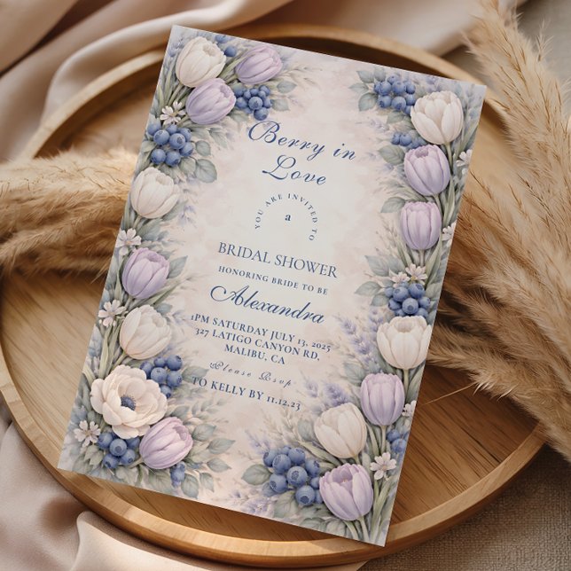 Invitación Soft Blue Berry Botanicals Bridal Shower (Subido por el creador)