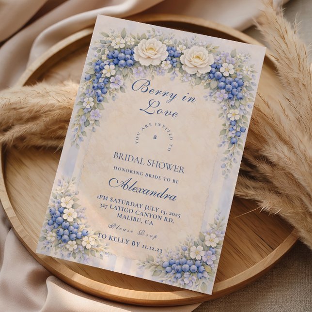 Invitación Soft Blue Berry Romance Bridal Shower (Subido por el creador)