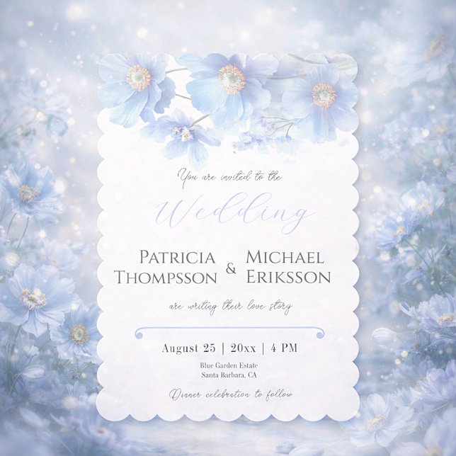 Invitación Soft Blue Himalayan Poppy Flower Garden Wedding  (Subido por el creador)