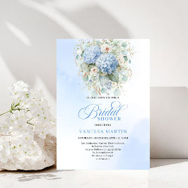 Invitación Soft Blue Hydrangea Gold Bridal Shower Invitation