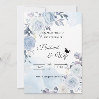 Invitación Soft Blue Watercolor Floral Wedding Invitation