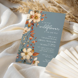 Invitación Soft Blue Wildflower Baby Shower Elegant Script