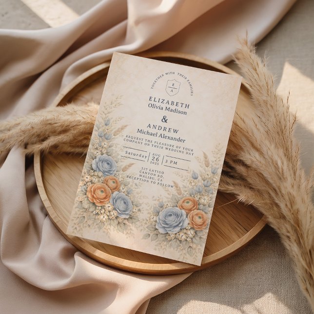 Invitación Soft Blue Wildflower Garden Wedding (Subido por el creador)