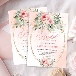 Invitación Soft Blush and Gold Botanical Bridal Shower Invite