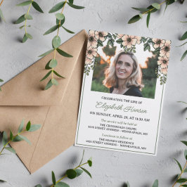 Invitación Soft Blush Flowers Photo Celebration of Life