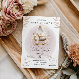 Invitación Soft Blush Gold Bassinet Baby Shower Invitation