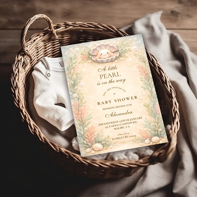 Invitación Soft Coastal Pearl Storybook Baby Shower (Subido por el creador)