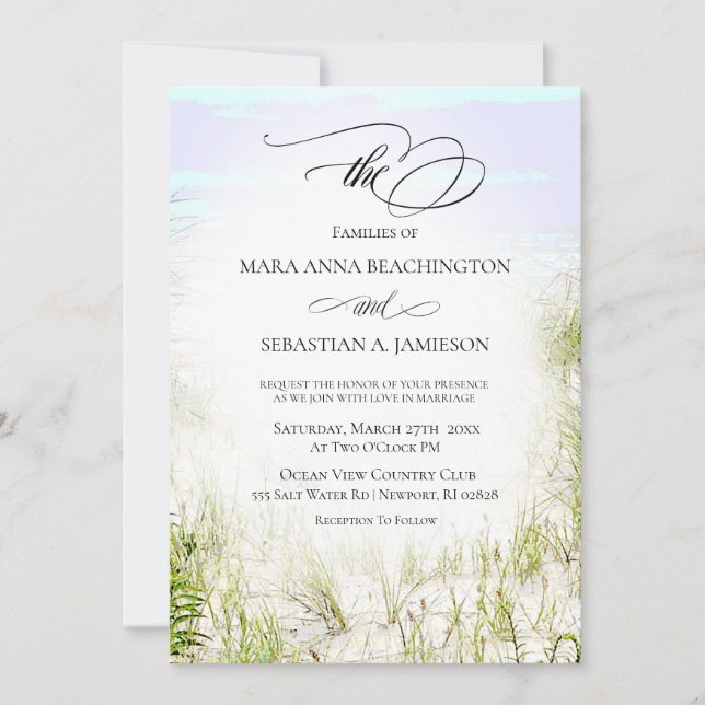 Invitación *~* Soft Dune Beach Grass    PhotoWedding (Anverso)