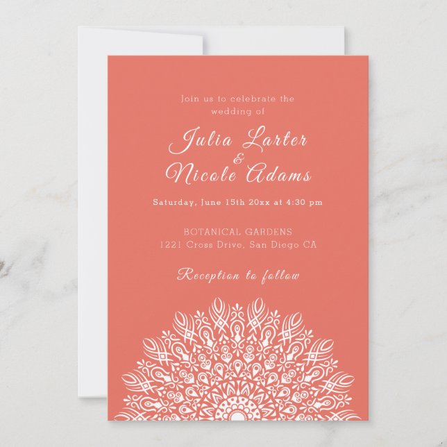 Invitación Soft Feather Dry Pampas Grass Mandala Wedding (Anverso)