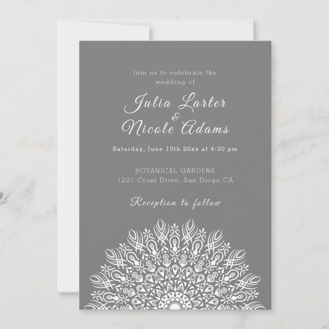 Invitación Soft Feather Dry Pampas Grass Mandala Wedding (Anverso)