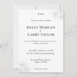 Invitación Soft Floral Elegance Minimalist Wedding Invitation