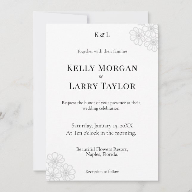 Invitación Soft Floral Elegance Minimalist Wedding Invitation (Anverso)