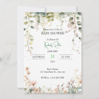 Invitación Soft Floral Watercolor Frame