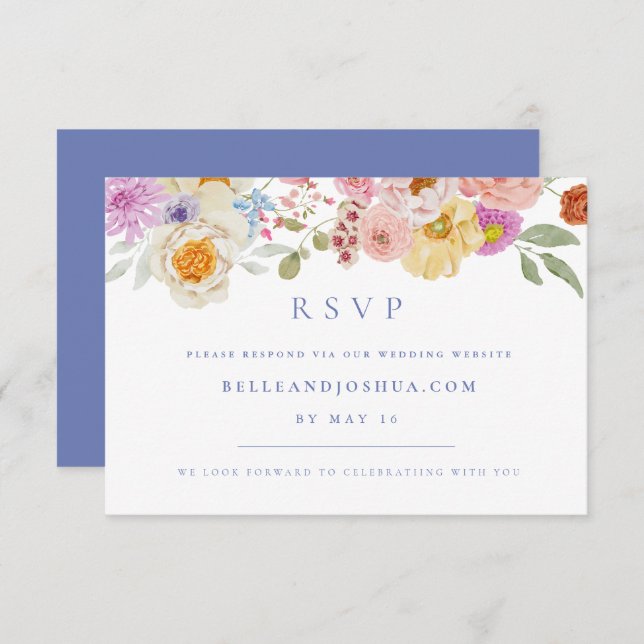 Invitación Soft Garden Florals Wedding RSVP (Anverso / Reverso)