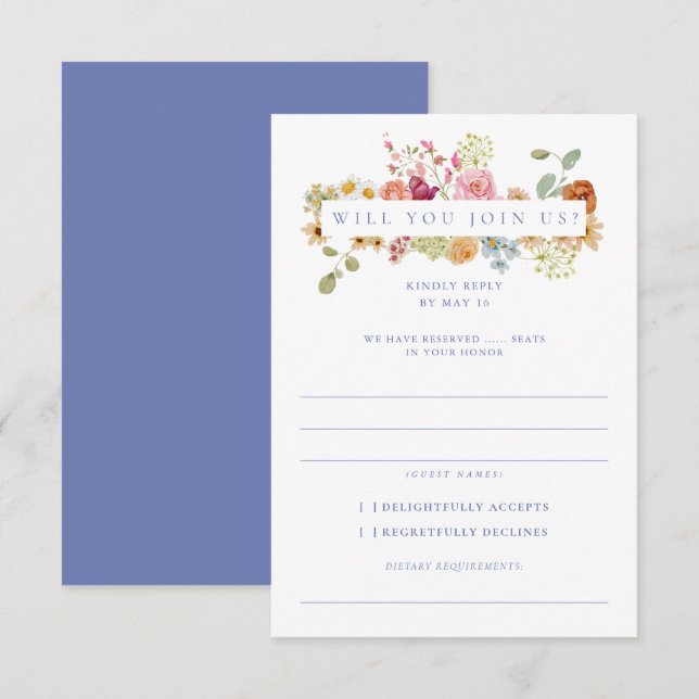 Invitación Soft Garden Florals Wedding RSVP (Anverso / Reverso)