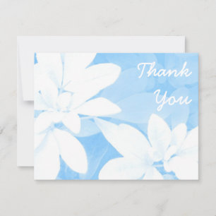Invitación Soft Leaves Blue 'Gracias nota blanca