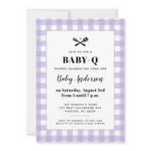 Soft Lilac Gingham Plaid Baby Shower BBQ