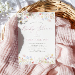 Invitación Soft Meadow Pink Script Baby Shower