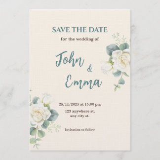Invitación Soft Minimalist Save the Date | Editable Template 