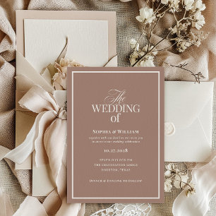 Invitación Soft Mocha Taupe   Boda Neutral de Lujo