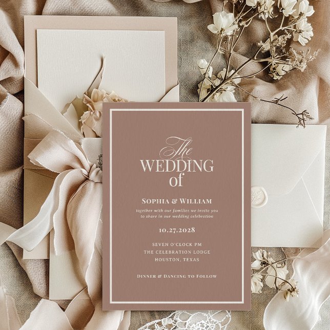 Invitación Soft Mocha Taupe | Luxe Neutral Wedding (Subido por el creador)
