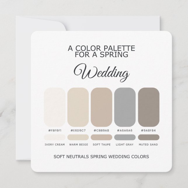 Invitación Soft Neutrals Spring Wedding Palette 2026 Card (Anverso)