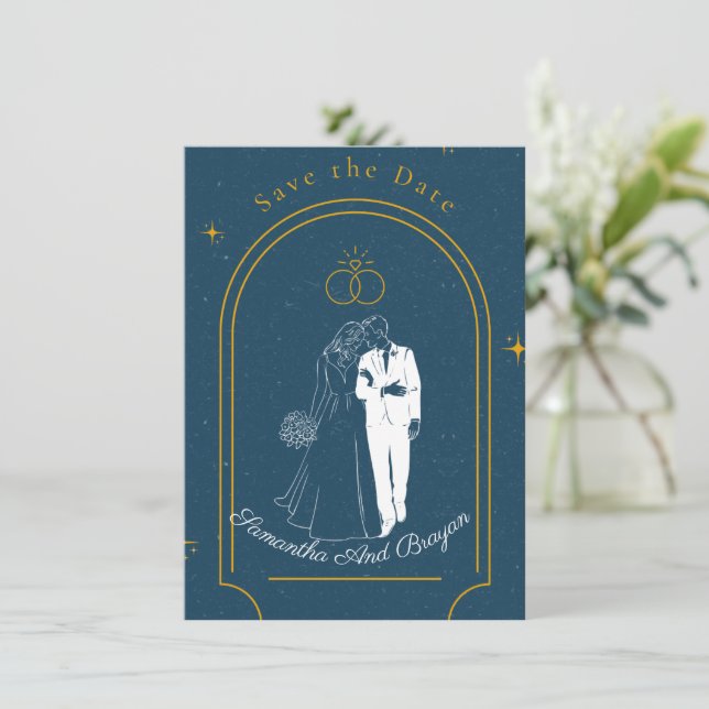 Invitación Soft Night Romance , Wedding Save the Date Card (Anverso de pie)