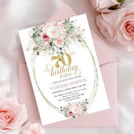 Invitación Soft Pale Pink Flowers 70th Birthday Invitation