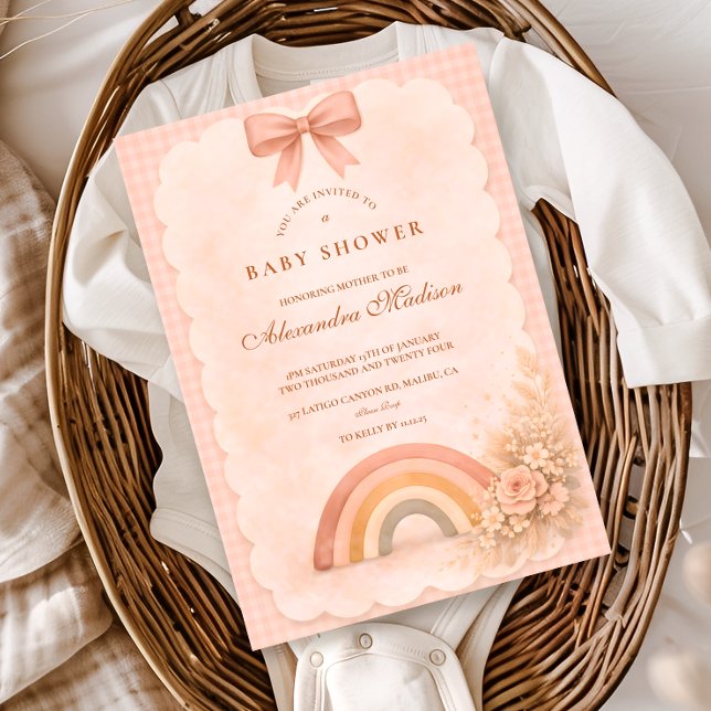 Invitación Soft Pastel Boho Rainbow Baby Shower (Subido por el creador)