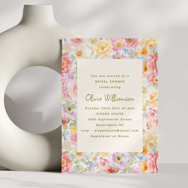Invitación Soft Pastel Watercolor Floral Bridal Shower (Subido por el creador)