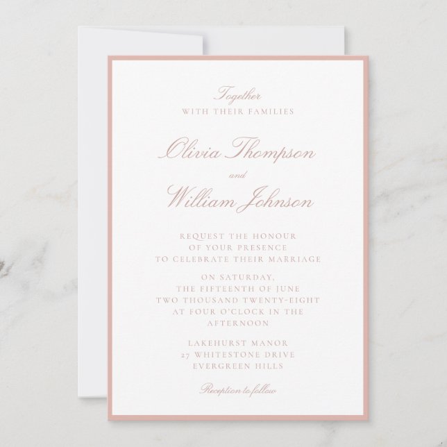 Invitación Soft Peach Framed Wedding Invitation (Anverso)