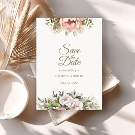 Invitación Soft Peach y Rubor Floral Save The Date