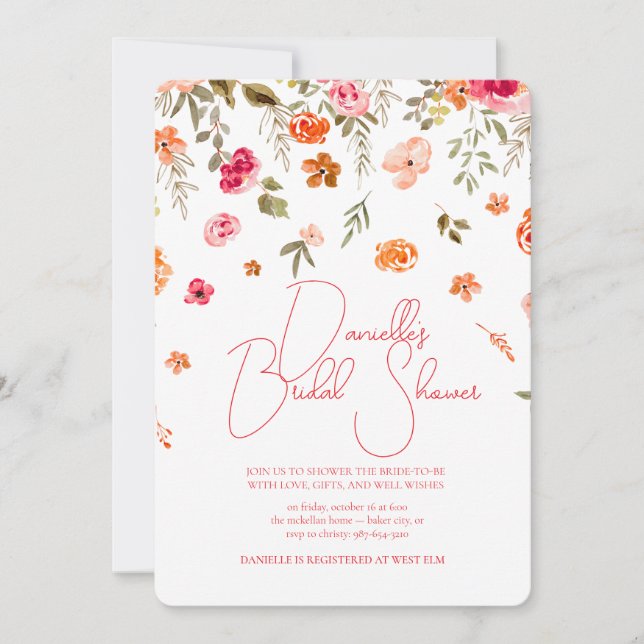 Invitación Soft Petal Rain Bridal Shower Invitation (Anverso)
