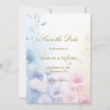 Soft Pink and Blue Watercolor Floral Design 