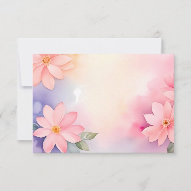 Invitación Soft Pink Floral Frame Watercolor Border (Anverso)