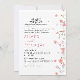Invitación Soft Pink Floral Vine Islamic Wedding Nikah