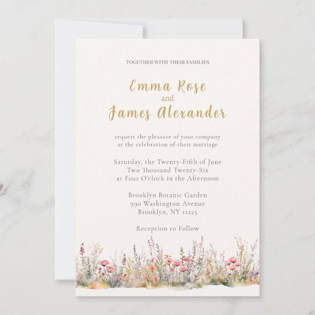 Invitación Soft Pink Minimalist Floral Wedding Invitation (Anverso)