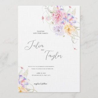 Invitación Soft Pink Rose Wedding Invitation
