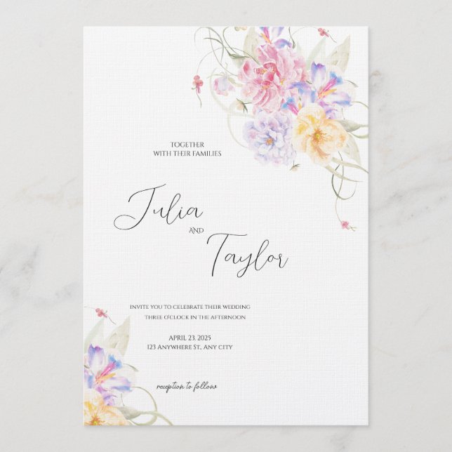 Invitación Soft Pink Rose Wedding Invitation (Anverso)