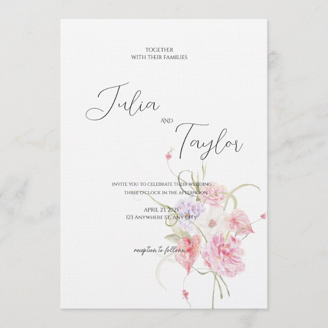Invitación Soft Pink Rose Wedding Invitation (Anverso)
