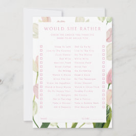 Invitación Soft Pink Tulip Bridal Would She Rather Game Card