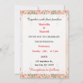Invitación Soft Pink Watercolor Floral Frame 