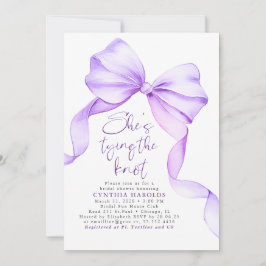 Invitación Soft Purple Bow She's Tying the Knot Bridal Shower