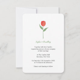 Invitación Soft Red Minimalist Tulip