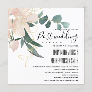 INVITACIÓN SOFT RUBOR GOLD FLORAL BUNCH BRUNCH BODA POST