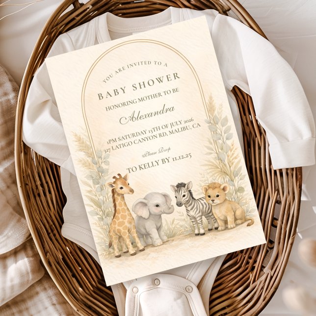 Invitación Soft Safari Jungle Baby Shower (Subido por el creador)