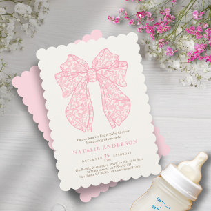 Invitación Soft Sweet Rubor Pink Lace Coquette Baby Shower