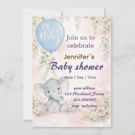 Invitación soft water colour floral teddy bear  Invitation