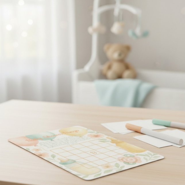 Invitación Soft Watercolor Baby Shower Bingo Card  (Subido por el creador)